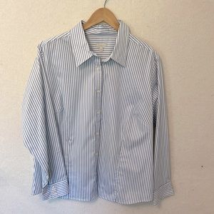 Talbots White and blue pinstriped blouse 2x